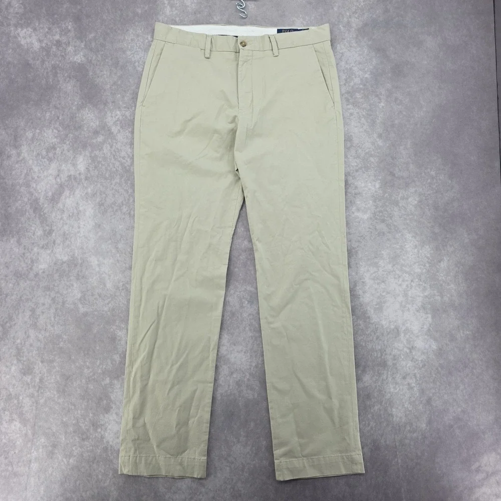 Polo Ralph Lauren Chino Pants Mens 33x32 Stretch Straight Fit Beige Khaki Tan